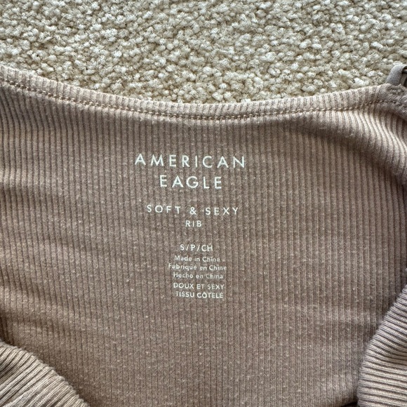 American Eagle Outfitters Tan Spaghetti-Strap Wide-Leg Jumpsuit - Picture 2 of 8